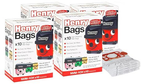 Genuine Hepa-Flo Henry Hoover Bags for Henry Vacuum Cleaner - Hetty Hoover Vacuum Cleaner Bags - Numatic Hoover Bags for Henry, Hetty, Harry, James Models (40)