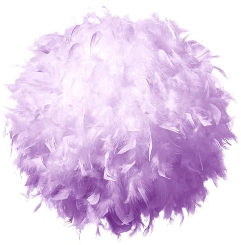 Waneway 40cm Feather Light Shade for Ceiling Pendant Light, Fluffy Lamp Shade Lampshade Lightshade for Table Lamp and Floor Lamp, Bedroom, Living Room, Wedding or Party Decor, ID 30cm, OD 40cm, Purple