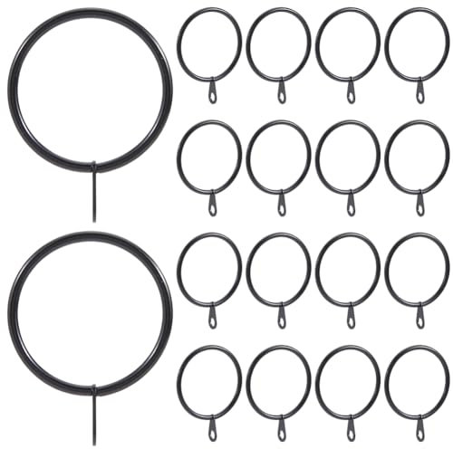 SOFPLATE 28 Anneau de Rideau en Métal Noir avec Œillets en Fer de 1.5(1) cm Rond pour Suspendre des Rideaux Crochets Coulissants Accessoires pour Fenêtre Coulissante Pinces Rideaux Plissés Tringles à