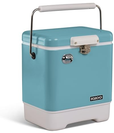 Igloo Legacy 20 - Passive Kühlbox - 19L - Ocean Mist - Stahlgehäuse | Platz für 22 Dosen - Ultratherm-Isolierung - Ohne Strom - Cool Riser-Boden - Flaschenöffner - Ablaufstopfen - Griff