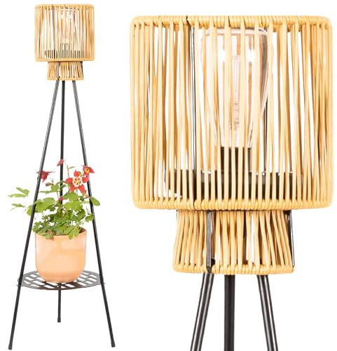 Gadgy Outdoor Stehlampe LED Solar mit Blumenständer – Wasserdichte Stehlampe für Garten & Balkon – Solarbetriebene Standleuchte für Nachhaltige Beleuchtung – LED Außenstehleuchte Dreibein