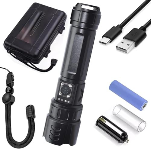 BESTSUN Rechargeable Torches LED Super Bright, 900000 High Lumens Military Torch Battery Powered, Powerful Tactical Flashlight, 5 Modes Waterproof Zoomable Flash Light for Camping Emergencies