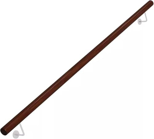 Treppenhandlauf Nussbaum Farbe Indoor Anti Rutsch Treppe Handläufe, Wandmontage Edelstahl Halterung Geländer 1,6-18,4 Fuß Farbe: Holzfarbe Größe: 1,5 M / 5 Fuß, Wood Color, 1.2M/4FT