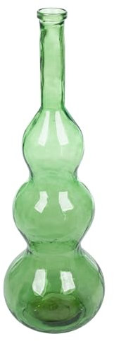 GILDE Jarrón de Cristal Balleros – Forma abombada – Verde – Altura 100 cm x diámetro 33 cm – Jarrón Decorativo