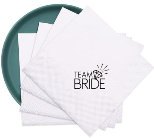 Team Bride Servietten, Weiße JGA Servietten für Brautparty, Junggesellinnenabschied, Tischdeko, Hochzeitsdeko, Frauen Party Deko, Papierservietten,(50 Stück)*2