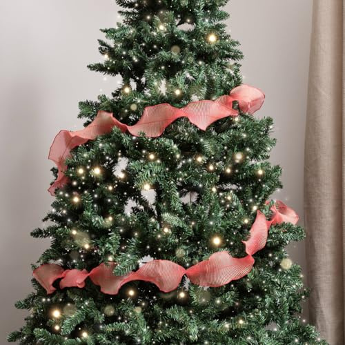 Red Sparkle Ruffle Christmas Tree Ribbon - 270cm (2.7m / 106.3')