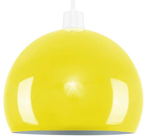 MiniSun | Mini Retro Gloss Yellow Arco Style Dome Ceiling Light Shade | Pendant Lights, Home Décor & Improvement Essential | 200mm Shade Width