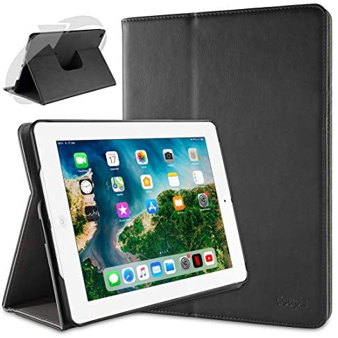 doupi Deluxe Custodia per iPad 2 3 4, 360 Gradi Rotable Protezione con Smart Funzione Sleep/Wake Up Etui Stare in Piedi Protettiva, Nero