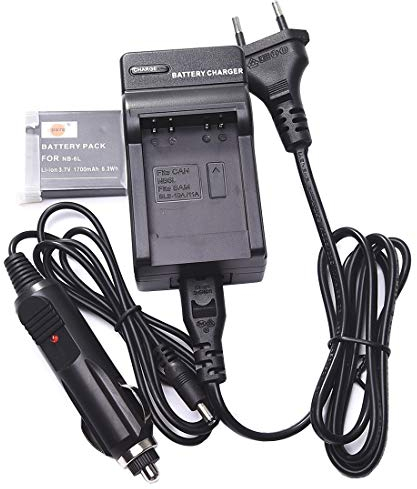 DSTE NB-6L Rechange Batterie et DC23E Voyage Chargeur Compatible pour Canon NB6L NB-6LH PowerShot SX600, SX240, SX260, SX500 is, PowerShot S95, SX610 HS, SX280 HS, SD1200 is
