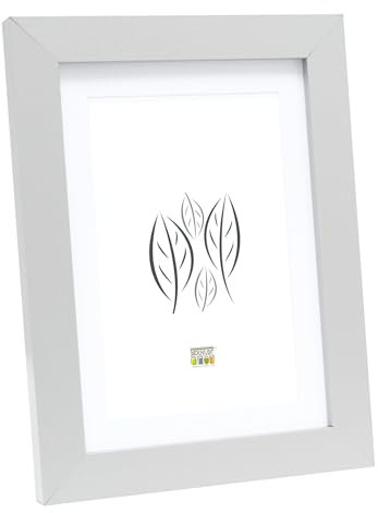 DEKNUDT FRAMES Bilderrahmen mit Passepartout - Silber - S66KD1 P1 20x30cm für Bild 13x18cm - Bilderrahmen Holz MDF - Bilder aufhängen oder ausstellen