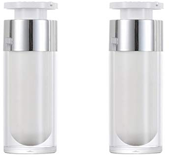 2PCS 15ml/30ml/50ml Empty Refillable White Acrylic High-grade Airless Vacuum Pump Cream Lotion Foundation Bottle Dispenser Vial Travel Cream Lotion Toner Container Pot (30ML)