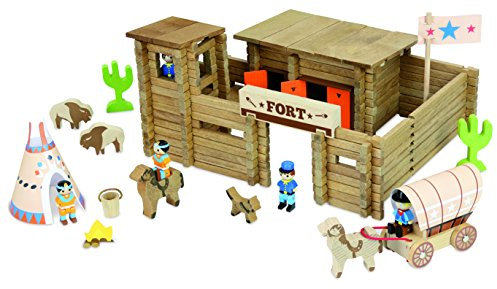 Jeujura - 8068- Jeux de Construction-Far West - Fort et Indiens - 200 Pieces