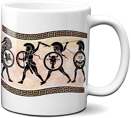 Planetacase Taza Antigua Grecia Soldados hoplitas Atenas Esparta cerámica Griega 330 mL