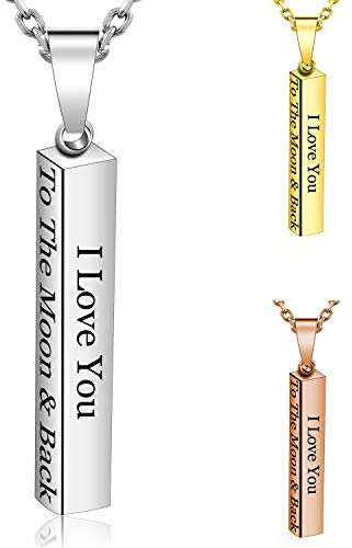 ABIsedrin Personalisierte Halskette，Damen-Kette Namenskette，Benutzerdefinierte Halskette，Halskette Edelstahl Bar Anhänger für Geschenk