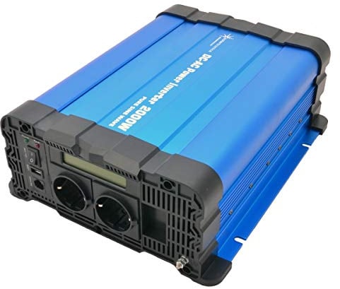 SOLARTRONICS Spannungswandler FS2000D 24V 2000 Watt mit Display - Wechselrichter 24v auf 230v - Reiner Sinus - LiFePO4/Lithium, Blei-, Gel oder AGM-Batterie kompatibel - USB - Fernbedienung optional