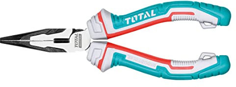 TOTAL - Alicate de Boca Plana Reforzado | 160 mm | Adecuado Para Sujetar, Doblar y Cortar | Protección Anticaídas | Fabricado en Cromo Vanadio | Mango de Fibra en 3 Materiales