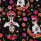 SCHÖNER LEBEN. Baumwollstoff Totenkopf Blumen schwarz pink bunt 1,42m Breite