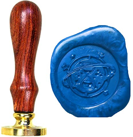 Planet Wachssiegelstempel, ANBOSE Mond Sonne Stern Wachs Siegelstempel mit Holzgriff Kupfer Siegel Vintage Siegelwachs Stempel für Briefkarten Einladungen