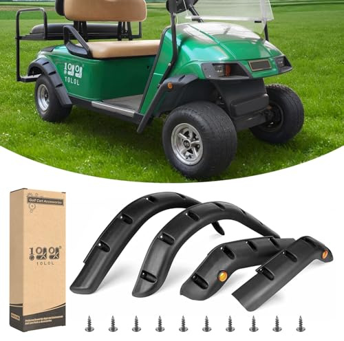 10L0L Golfwagen-Schutzbleche, exakte Passform für Standard EZGO TXT 1996–2013, schlagfeste ABS-Kunststoff-Schutzbleche mit Reflektoren und Edelstahl-Hardware – nicht für modifizierte Wagen geeignet, 4