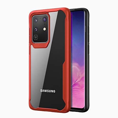 Lobwerk Hülle für Samsung Galaxy S20 Ultra 6.9 Zoll Slim Case Cover Outdoor Handyhülle aus TPU Stoßfest Extra Schutz Robust Rot