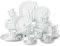 Tafelservice Opalglas, VEWEET avivaglas 60 tlg | Geschirrset beinhatlet Kaffeetassen 220 ml, Untertasse, Dessertteller, Speiseteller und Suppenteller| Kombiservice für 12 Personen