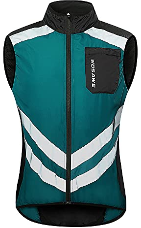 WOSAWE Veste Haute visibilité Hommes Coupe-Vent Ultraléger Respirant Gilet Réfléchissant avec Poches pour Course à Pied ou Vélo (BL208 Navy 3XL)