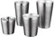 UPTALY Lot de 4 tasses en acier inoxydable argenté (450ml / 350ml / 300ml / 175ml), motif marteau de diamant, tasses à thé glacé, tasses à bière à double paroi, tasses à café en métal