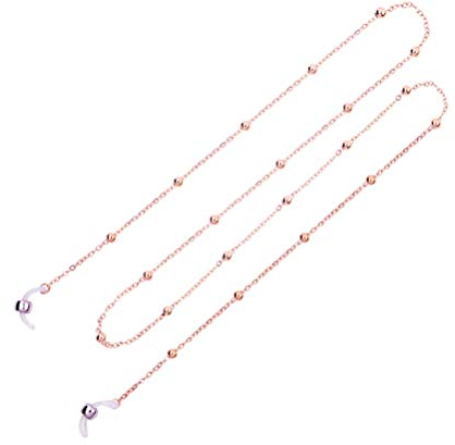 Amosfun Eyeglass Chains Eyewear Retainer Elegant Eyeglass Strap Holder Beaded Necklace Chain Reading Glass Cords for Women Rose Gold