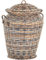 Wäschekorb/Wäschetonne rund aus echtem Rattan, Wäschesammler mit Deckel und Inlett (Mehrfarbig)