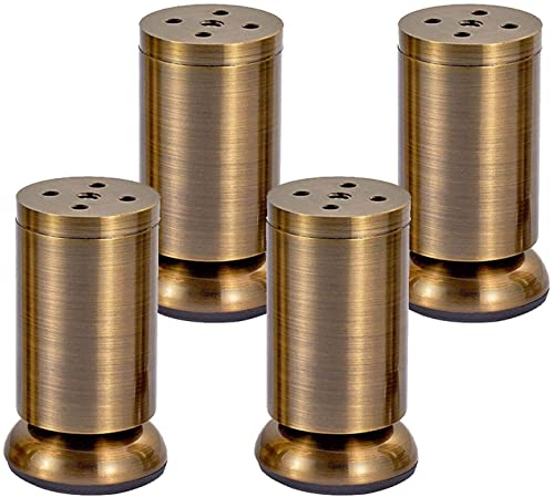 ZXHStore 4 STÜCKE Möbelfüße, Möbelbeine, verstellbare Schrankfüße, Sofafüße for Tische, Betten, Couch, Osmane, Regale, Bronze, mit Gummimatte und Schrauben (Size : 8cm)