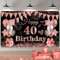 40. Geburtstag Deko Banner Schwarz Roségold, 185x110cm Extra Groß Stoff 40th Geburtstag Hintergrund Schild Poster Banner, 40. Geburtstagsfeier Dekorationen Banner für Mann Frau Geburtstag Party Deko