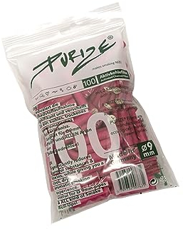 PURIZE® Regular Size - Aktivkohlefilter 100er Vorratsbeutel - Ø 9mm premium Filter - Aktivkohle auf Kokosnuss-Basis (pink)