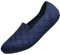 Puxowe Damen Ballerina Flache Schuhe Runde Zehe Strick Kleid Schuhe Niedriger Keil Slip On Ballerina Walking Flats für Frauen Bequem 38 EU Deep Blue