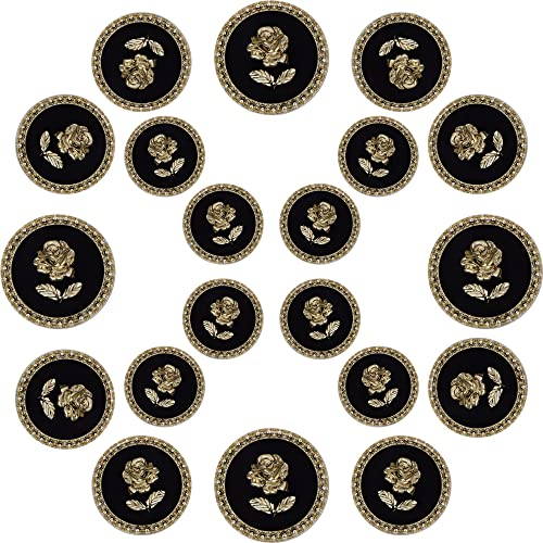 ftiemlovde 20 Edel Dirndl Knöpfe Gold Schwarz Zum AnnäHen Metall, Goldene Trachten Nachthemd Knopf Mantel Groß,öSenknöPfe Aus Kupferlegierung Blazer ZierknöPfe (A20 18mm 23mm 25mm)
