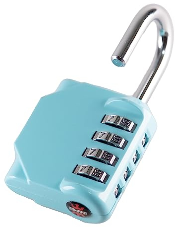 KAWAHA CL11AS Zahlenschloss, 4-stelliges Zahlenschloss für den Außenbereich, Set mit Ihrer eigenen Kombination für Fitnessstudio-Schloss, Werkzeugkasten, Haspen und Aufbewahrung (Aqua Sky2 * 1)
