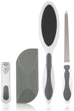 TITANIA Softtouch Maniküre & Pediküre-Set (4-teilig) • Professionelles Hand & Fußpflege Set • Nagelknipser, Nagelfeile, Fußfeile & Bimsschwamm • Maniküre Pediküre Set • Made in Germany