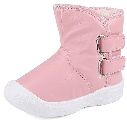 LACOFIA Stivali da Neve Invernali Bambina Scarpe Impermeabili Suola Antiscivolo in Gomma per Neonata Rosa 25/26