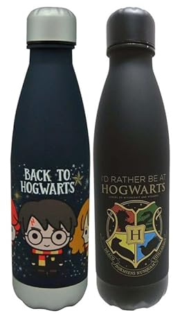 Lot de 2 bouteilles d'eau en plastique Harry Potter de Poudlard – Anti-fuite, sans BPA, capacité de 611 ml – Bouteille avec bouchon à vis pour enfants, idéale pour l'école, le sport et les voyages à