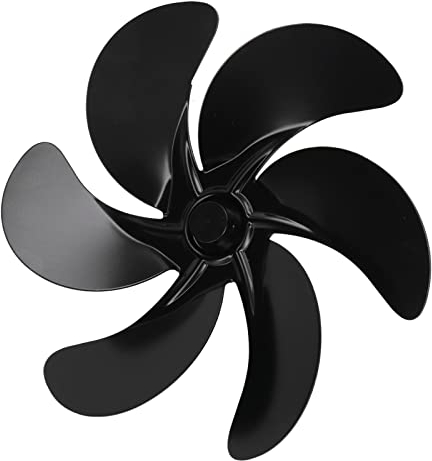 Wärmebetriebener Herdventilator, 6 Flügel, Ersatz für Kaminventilator, Universal-Kaminventilator, Ventilator aus Aluminiumlegierung, Zubehör für Ofenventilatoren, Schwarz