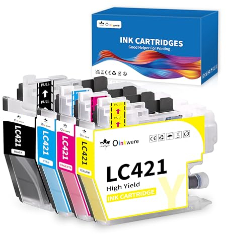 OINKWERE LC421 LC 421 Patronen Kompatibel für Brother LC421 LC421VAL Tintenpatronen Multipack für Brother DCP-J1050DW DCP-J1140DW MFC-J1010DW J1050DW J1140DW J1010DW (4er-Pack)