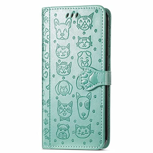 Tivenfezk Nadoli Lustig Karton Prägung Katze Hund Muster Pu Leder Katze Pfote Magnetverschluss Lanyard Standfunktion Karte Halter Brieftasche für iPhone 15