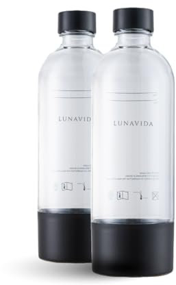 Lunavida Bouteilles réutilisables 2 pièces - Bouteille de 1 litre - Compatible avec la machine à eau pétillante Noir