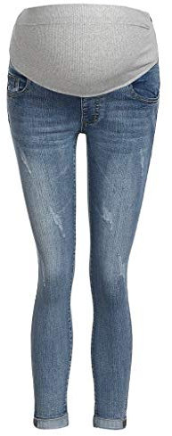 BOTCAM Pantalons Femme Stretch Jeans Pantalons Ventre Legging Enceinte Rissure Pantalon de Maternité Vêtements de Grossesse Vêtements Hiver, bleu clair, XL