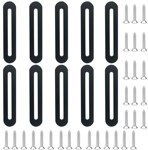 10 Pcs Planos Conector De Madera 90 X19 X 2.9mm Corner Brace Con Agujero Ranurado Soporte Placa Plana Pletinas Metalicas Planas Placa Union Para La ReparacióN FijacióN De Madera, Muebles, Negro