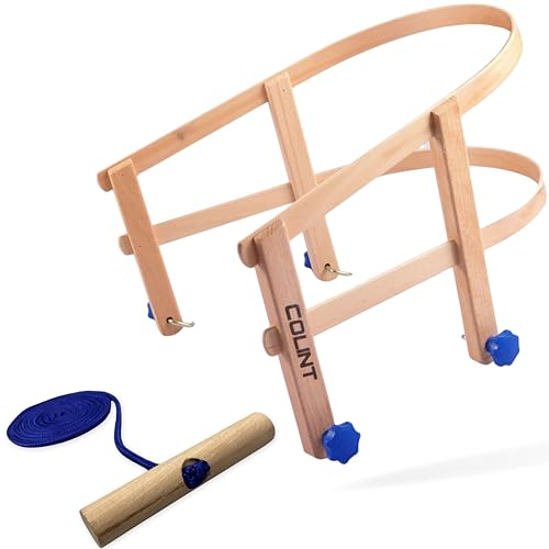 Explorer Colint Holz Lehne und 150cm Leine für Schlitten Rückenlehne universal mit FSC Holzgriff für Kinder ab 1 Jahr und Erwachsene für Davos und Hörner Vollholz Schlittenlehne in Blau