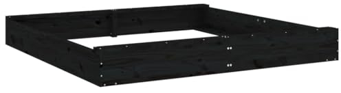vidaXL Children's Outdoor Sandbox with Seats - Sturdy Solid Pinewood Sandpit in Black for Creative Play and Sensory Development