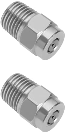 EMSea 2PCS 1/4 BSPT External Thread Fan Shaped Nozzles Stainless Steel High Pressure Washer Nozzle Replacement for Water Gun Water Broom Surface Cleaner