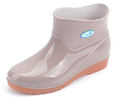 Stivali da Pioggia Neri Donna, Impermeabili da Pioggia Shorty Boots, Corti Leggeri Antiscivolo con Tacco Scarpe, Alti Comode al Ginocchio Stivaletti, Piatto Gomma da Giardino da Lavoro
