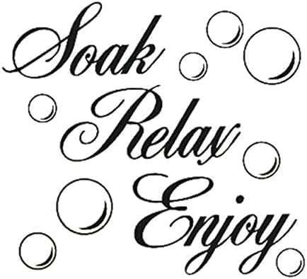 Black Soak Wandtattoo, Motiv: Relax Enjoy Bathroom Zitat, Vinyl-Aufkleber, Heimdekoration, Badezimmer-Aufkleber, Wandsticker und Wandbilder, DIY und Werkzeuge