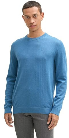 TOM TAILOR Herren 1039805 Strickpullover mit Crewneck, 37095 - Ocean Blue Melange, XL